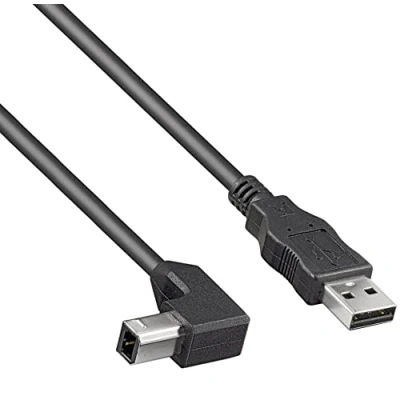 Abbildung von PremiumCord USB 2.0 High Speed Kabel M/M 0,5m, A Stecker auf B 90, Verbindungskabel für Scanner usw, Doppelt geschirmt, AWG28, Farbe schwarz, Länge ku2ab05 90