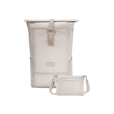 Abbildung von LARKSON Faltbarer Rucksack Leicht Beige Arne Packable Backpack für Wandern, Reisen, Strand Rolltop Tagesrucksack Ultraleicht 15 Liter Faltbar in Kleine Crossbody Bag