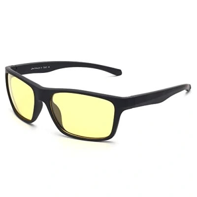 Abbildung von JIM HALO Polarisierte Nachtsicht Sonnenbrille für Männer Frauen Wrap Around Sprot zum Radfahren Angeln Fahren Gelb