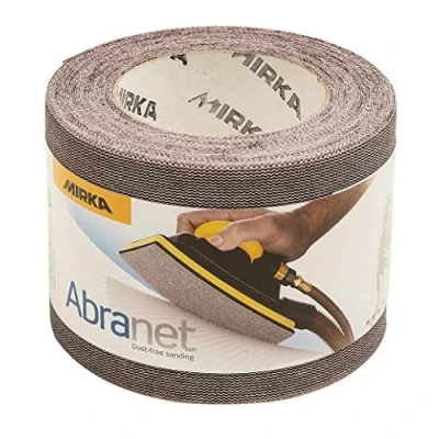 Abbildung von Mirka Abranet® Netz Schleifrolle (93 mm x 10 m), Profi Schleifgitter mit P120 Körnung und Klett, für Handschliff, Schwingschleifer Handschleifblock, 1 Rolle