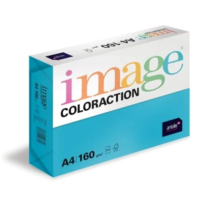 Abbildung von Image Coloraction Lisbon farbiges Kopierpapier DIN A4, 210 x 297 mm, 160 g/m² buntes, holzfreies Druckerpapier für Kopierer 250 Blatt Königsblau