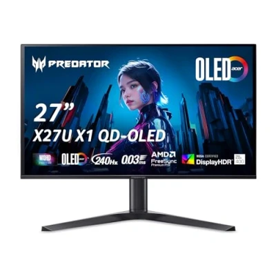 Abbildung von Predator X27U X1 Gaming Monitor 26,5 Zoll (69 cm Bildschirm) WQHD, Quantum Dot OLED, 240Hz, 0.03ms(GTG), DP 1.4, 2xHDMI 2.1, höhenverstellbar, FreeSync Premium Pro