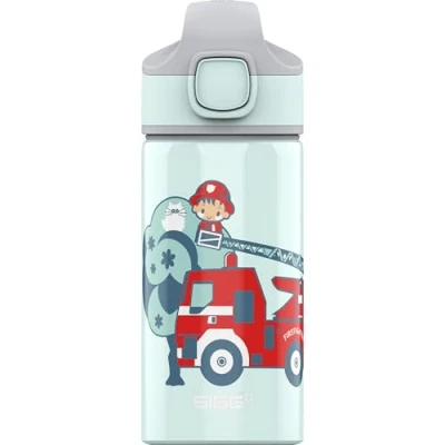 Abbildung von SIGG Alu Trinkflasche Kinder Miracle Fireman mit Trinkhalm Auslaufsicher Federleicht BPA frei Klimaneutral Zertifiziert Schule &amp; Sport Hellblau Feuerwehr 0,4L