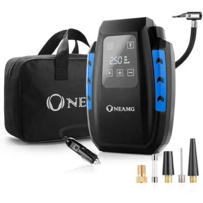 Abbildung von OneAmg 12V Luftkompressor, Auto Luftpumpe, Reifen Inflator, Digital Portable Kompressor mit Aktualisierter Touchscreen, Reifenpumpe 150PSI 3 Meter (Blau)