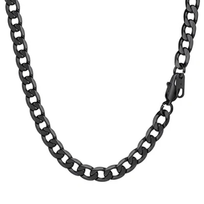 Abbildung von PROSTEEL Herren Halskette Edelstahl Panzerkette 6mm Breite schwer Glieder Link Gliederkette Hip Hop Kette, 51CM lang, Schwarz