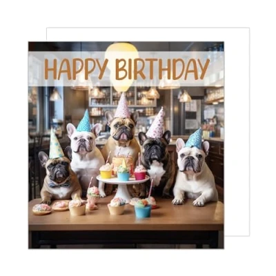Abbildung von Edition Seidel Premium quadratische Geburtstagskarte mit Umschlag. Glückwunschkarte Happy Birthday Billet Tier Karte Kinder Mann Frau Coole Hunde Humor Lustig Party (GQ154 SW024)