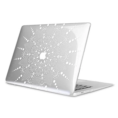 Abbildung von Fintie Hülle Kompatibel mit MacBook Air 13 (2010 2017) A1466/A1369, Ultradünne Plastik Hartschale Schutzhülle Snap Case, Nicht 2020, Blumen Weiß