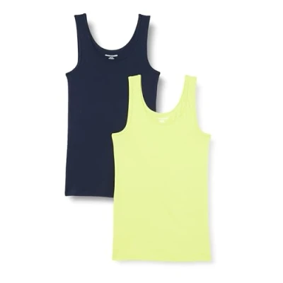 Abbildung von Amazon Essentials Damen Tanktop schlanke Passform, 2er Pack, Lindgrün/Marineblau, XL