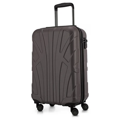 Abbildung von suitline Handgepäck Hartschalen Koffer Trolley Rollkoffer Reisekoffer, TSA, 55 cm, ca. 34 Liter, 100% ABS Matt, Titan