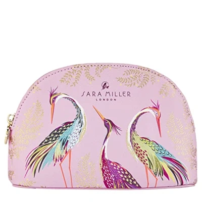 Abbildung von Sara Miller Beauty Haveli Garden Kosmetiktasche, klein, rosa, für Toilettenartikel und Essentials veganes Leder Bedruckt Reisegeschenk