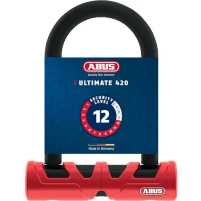 Abbildung von ABUS Bügelschloss Ultimate 420 + USH Halterung Fahrradschloss mit Rundbügel und Sicherheitslevel 12 140 mm Bügelhöhe, Schwarz