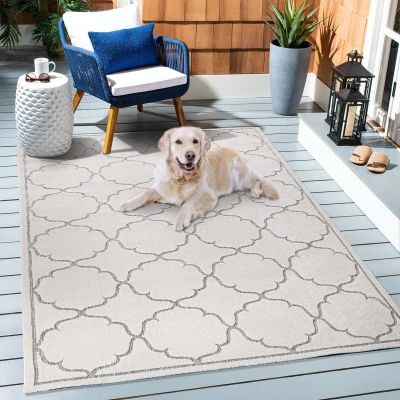 Abbildung von SANAT Outdoor Teppich Wetterfest für den Innen und Außenbereich Balkon Wasserabweisend Teppiche Terrasse, Garten, Küche, Bad oder Wohnzimmer Creme, 80 x 150 cm