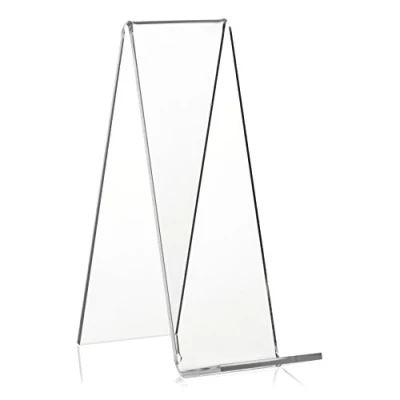 Abbildung von 10 Stück VITAdisplays Schrägsteller, Buchständer, Warenträger als Buchstütze und Aufsteller aus original PLEXIGLAS (transparent, 15.0 cm)