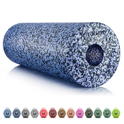 Abbildung von BODYMATE Faszienrolle Standard Mittel Hart mit Gratis E Book Schwarz/Blau 45x15cm