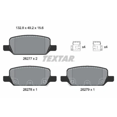 Abbildung von TEXTAR 2627701 Bremsbelagsatz mit akustischer Verschleißwarnung Zubehör TESLA: Model 3, Y