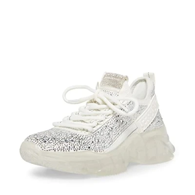 Abbildung von Steve Madden Damen Maxima Sneaker, Weiße Strasssteine, 37 EU (Herstellergröße : (6.5M)