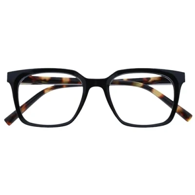 Abbildung von OPULIZE KOI Lesebrille Große Rechteckige Brillenfassung Schwarz Sehhilfe für Damen, Herren Federscharniere R50 1 +1.50