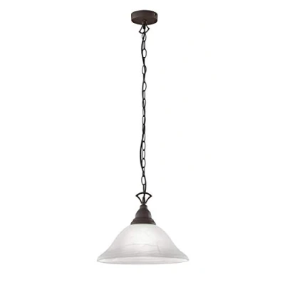 Abbildung von Reality Leuchten Pendelleuchte Country R30871024 Metall rostfarbig, Schirm alabasterfarbig weiß, exkl. 1x E27, 15,5 x 130 cm