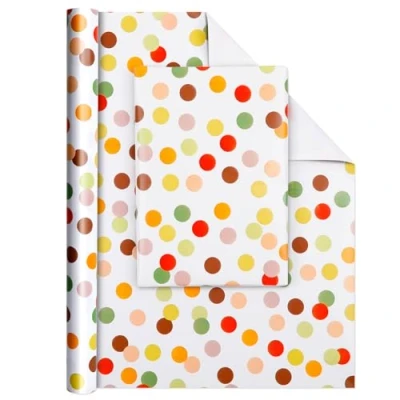 Abbildung von AiQInu Geschenkpapier Rolle 43x300cm, Set, Geschenkverpackung für Weihnachten, Geburtstage, Partys, Hochzeiten, Babypartys Bunte Polka Dots