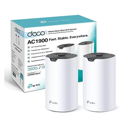 Abbildung von TP Link Deco S1900 Mesh WLAN Set (2er Pack), AC1900 Dual Band Router &amp; Repeater, 3X Gigabit Ports für Jede Einheit, empfohlen Häuser mit 2 3 Schlafzimmern, Umfassender Jugendschutz