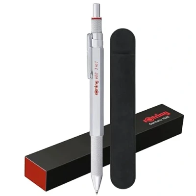 Abbildung von rOtring 600 3 in 1 Multicolor Pen und Druckbleistift Schwarz &amp; Rot Kugelschreiberspitzen Druckbleistiftspitze (0,5 mm) Samtstiftetui