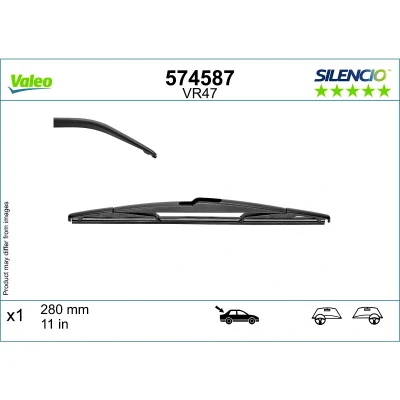 Abbildung von Scheibenwischer Valeo 574587 280mm hinten Bügelwischblatt KIA: Rio 3, Stonic Hatchback, 4, TOYOTA: Corolla Verso, Prius Plus, iQ