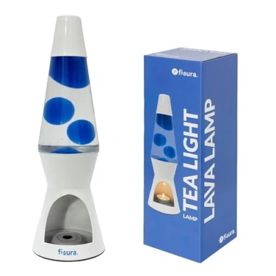 Abbildung von FISURA ohne Strom. Blau weiße Umweltfreundliche Lampe. Originelles Geschenk. 29 cm x 8,5 (Kerze nicht enthalten)