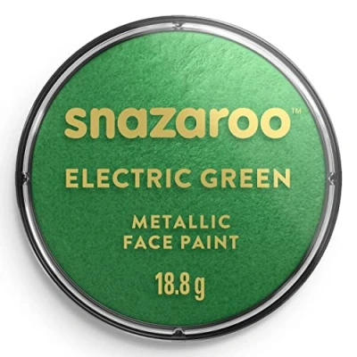 Abbildung von Snazaroo 1118422 Schminkfarbe Metallik Grün, 18ml Topf hautfreundliche Gesichtschminke auf Wasserbasis, wasservermalbar, parabenfrei, Face &amp; Bodypaint Farbe für Kinder Erwachsene