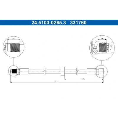 Abbildung von ATE 24.5103 0265.3 Bremsschläuche 295mm M10x1mm VOLVO: V70 2