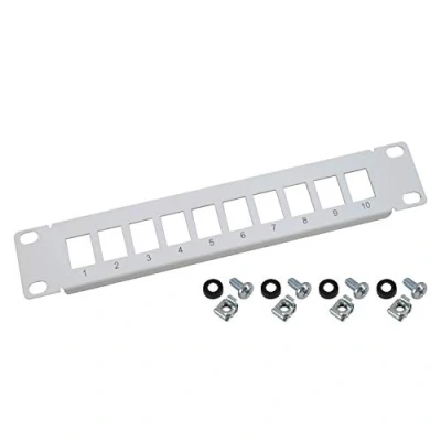 Abbildung von HMF 63345 07 UTP Keystone Patchpanel für Serverschrank 10 Zoll 1 HE Ports RJ45 Lichtgrau