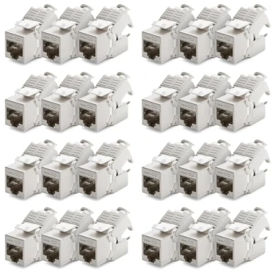 Abbildung von deleyCON 24x CAT 7 Keystone Jack Modul Optimal für CAT7 CAT6 CAT6a Verlegekabel Verbinder Patchkabel Netzwerkkabel STP Schirmung RJ45 Buchse 1000 MHz 10 Gbit/s Schneidklemme (LSA)