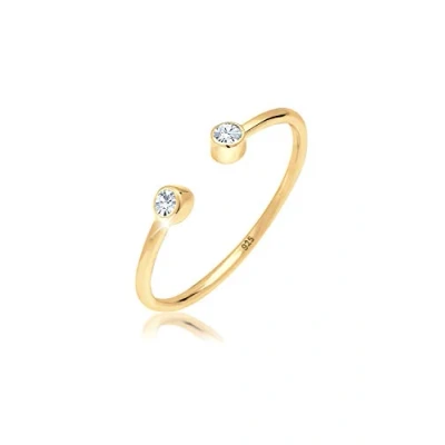 Abbildung von Elli Ring Damen Solitär Statement mit Kristalle in 925 Sterling Silber vergoldet