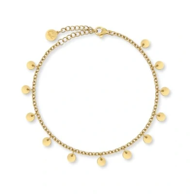 Abbildung von GD GOOD.designs Goldene Armkette mit Plättchen für Damen Wasserfest Edelstahl Armband 12 runden Coin I Größenverstellbares Armkettche