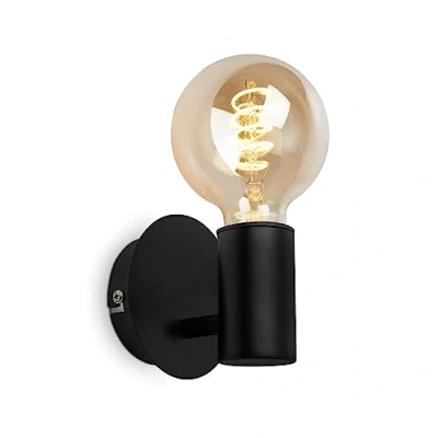 Abbildung von BRILONER Wandleuchte Innen, Wandlampe Badezimmerlampe, Spritzwassergeschützte für das Bad, Lampe Badezimmer, Spiegellampe, Spiegelleuchte, 1x E27, Schwarz, 10 cm