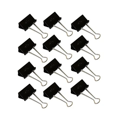 Abbildung von Wedo 6421441 Foldback Klammern, 12 Stück, lackiertes Metall abnehmbare Bügel, starke Feder, 41 mm, schwarz/silber