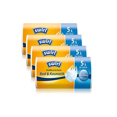 Abbildung von Swirl Bad &amp; Kosmetik Tragegriff, 5 Liter, Antibakteriell, 4 Rollen mit je 40 Beuteln, Weiß