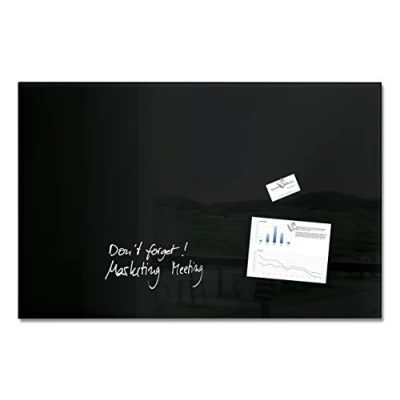 Abbildung von SIGEL GL140 Premium Glas Whiteboard 100x65 cm schwarz hochglänzend, SGS geprüft, einfache Montage, incl. 3 starke Magnete, Magnettafel für Büro &amp; Schule, Artverum