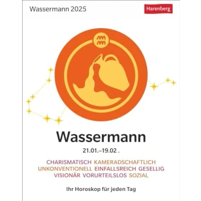 Abbildung von Wassermann Sternzeichenkalender 2025 Tagesabreißkalender Ihr Horoskop für jeden Tag: Tischkalender mit täglichem Horoskop. Kleiner Kalender ... die Sterne (Sternzeichenkalender Harenberg)
