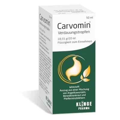 Abbildung von Carvomin pflanzliche Verdauungstropfen bei Magen Darm Beschwerden, Blähungen, Völlegefühl &amp; Magenkrämpfen mit natürlichen Bitterstoffen und ohne Schöllkraut 50 ml