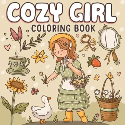 Abbildung von Cozy Girl Coloring Book: Bold and Easy Designs for Adults &amp; Teens Featuring Simple Cute Hygge Inspired Illustrations Stress Relief