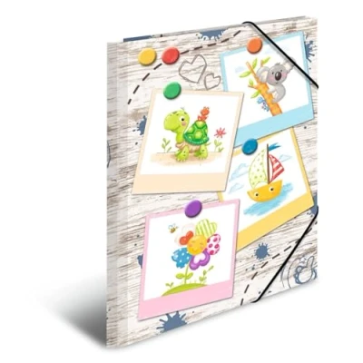 Abbildung von HERMA Sammelmappen A4 Kinder Holzoptik Set, 3 Stück, Eckspanner Mappen aus Pappe mit Kindergarten Motiv, Gummizug, Innenklappen und Innendruck für Jungen, Mädchen
