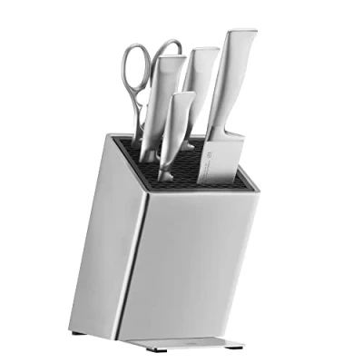 Abbildung von WMF Grand Gourmet Messerblock mit Messerset 6teilig, Made in Germany, 4 Messer geschmiedet, Schere, Edelstahl Block, Performance Cut