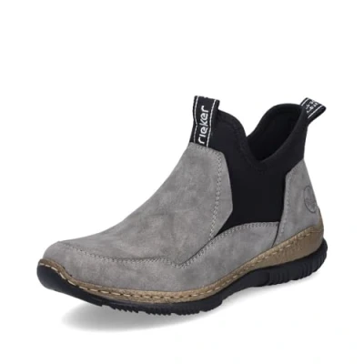 Abbildung von Rieker Damen Ankle Boots N3275, Frauen Stiefeletten,Stiefel,Bootee,Booties,halbstiefel,Kurzstiefel,uebergangsschuhe,grau Kombi (40),37 EU / 4 UK