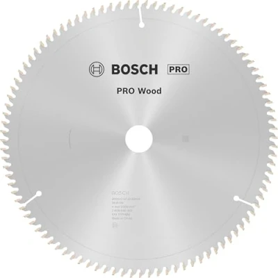 Abbildung von Bosch 1x PRO Wood Kreissägeblatt für Netz Kapp‑ und Gehrungssägen (für Weichholz, Hartholz, Ø mm, Professional Zubehör Kapp Gehrungskreissäge)