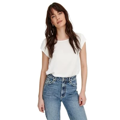 Abbildung von ONLY Onlvic Solid Bluse, Damen, Größe: 40, Cloud dancer