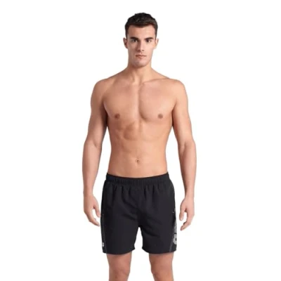 Abbildung von arena Fundamentals Logo Herren Strand und Pool Boxershorts, Badeshorts aus weichem, recyceltem schnell trocknendem Material, Boxershorts mit Netz Innenslip