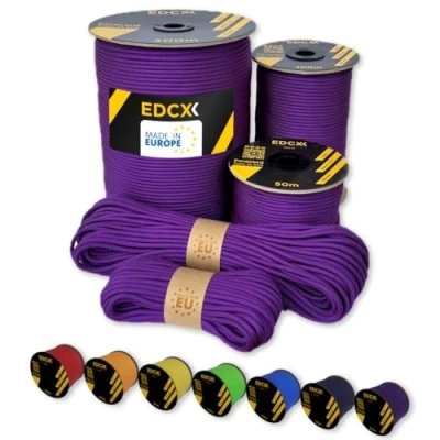 Abbildung von EdcX Paracord 4 mm, 35+ Volltonfarben (10 m, 15 30 50 100 300 m) Ideal zum Basteln, Camping, Outdoor 100% Nylonseil mm Taktische Schnur 550 Typ III (Skylight,