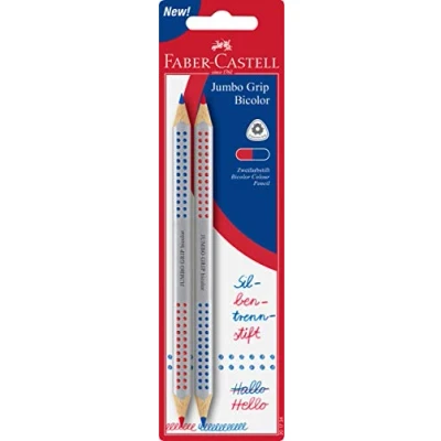 Abbildung von FABER CASTELL 201734 Jumbo Grip bicolor Silbentrennstift, 2 Stifte, Rot und Blau
