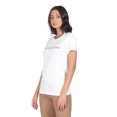 Abbildung von Calvin Klein Damen 2er Pack T Shirts Kurzarm Institutional Logo Tee Rundhalsausschnitt, Mehrfarbig (Bright White/Ck Black), L