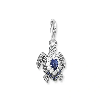 Abbildung von Thomas Sabo Charm Anhänger Schildkröte mit Schmucksteinen aus Sterling Silber in der Farbe Blau, Maße: 25mm, 31mm, 1897 667 1